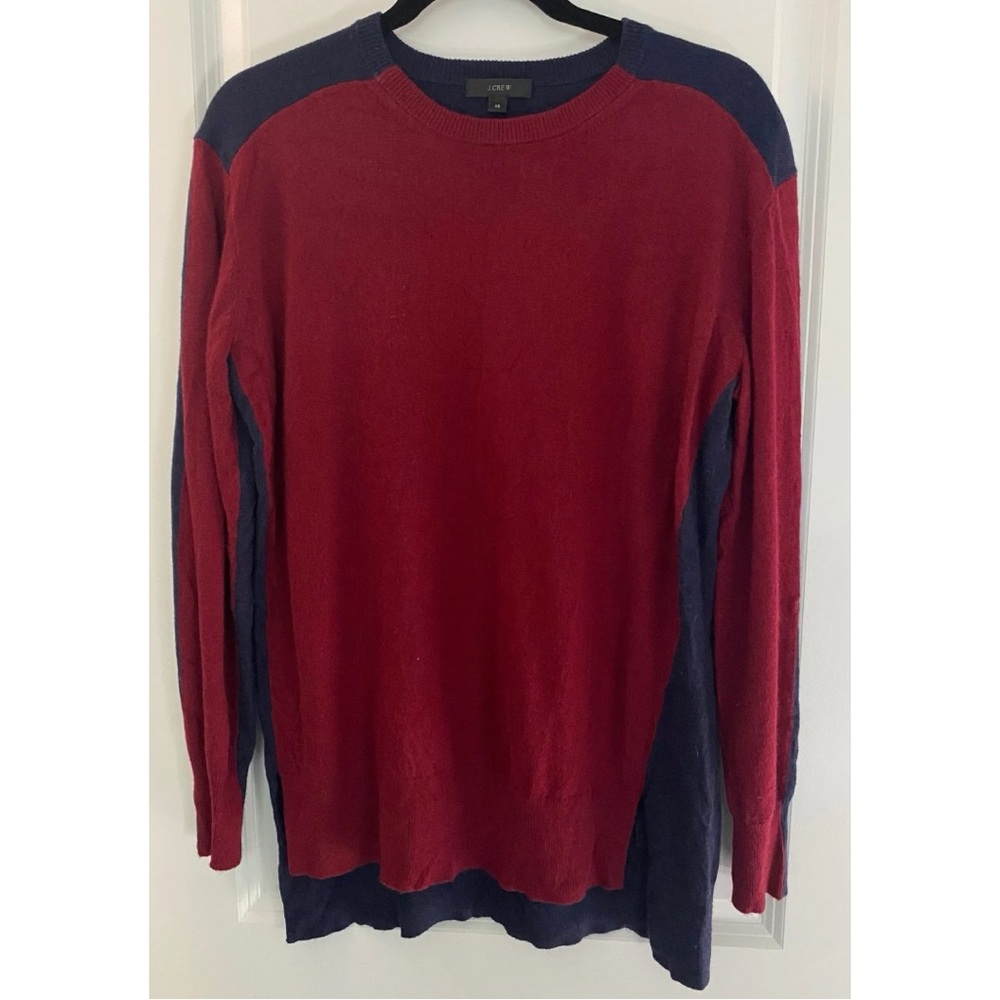 J. Crew Crimson and Navy Wool Knit Oversized Fall Sweater Women’s Size XS
